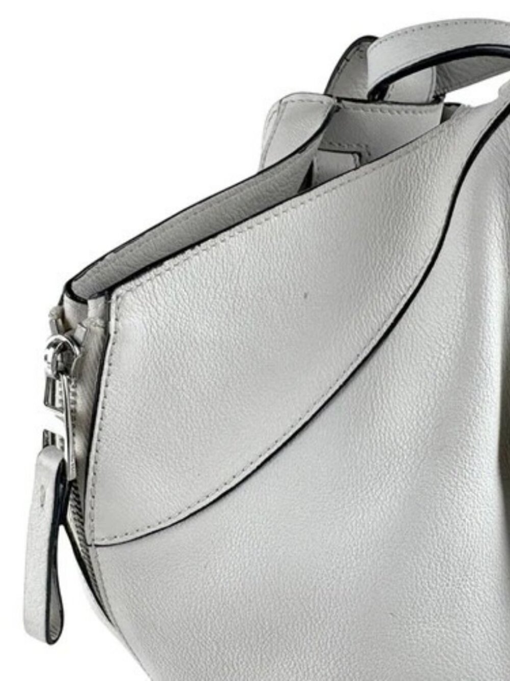 Auth LOEWE Hammock Shoulder Bag Handbag White Leather/Silvertone - z8614 - Picture 5 of 12